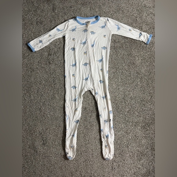 Kyte Baby Zippered Footie in Jurassic Blue Dinosaur Print Size 18-24 Months - Picture 3 of 16